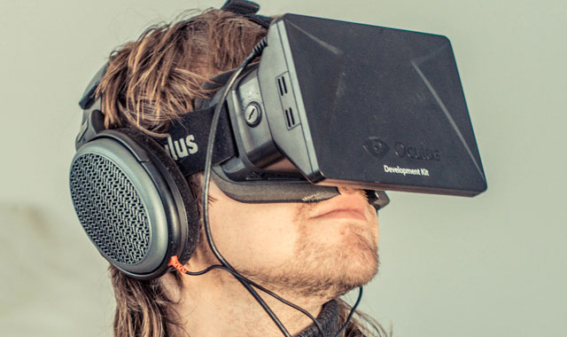 A user wears the Oculus Rift VR headset