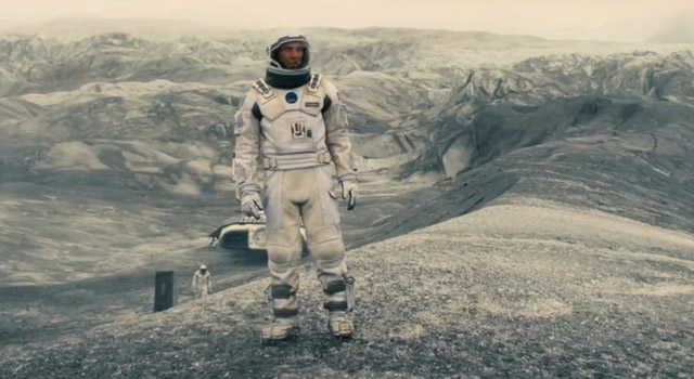 Matthew McConaughey surveys a bleak landscape in Interstellar