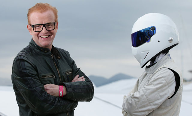 Chris Evan, host of the new Top Gear, with the Stig