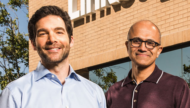 LinkedIn CEO Jeff Weiner and Microsoft CEO Satya Nadella