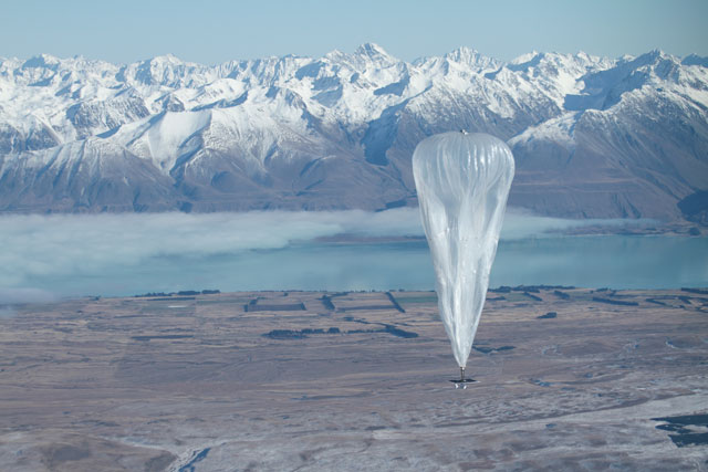 A Google Internet balloon, part of its Project Loon initiative, over New Zealand