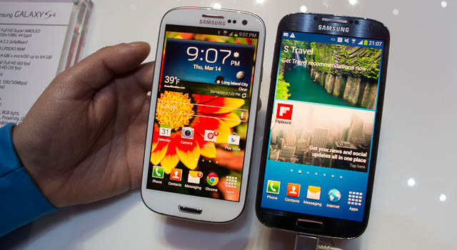 Samsung Galaxy S3, left, and the new Galaxy S4