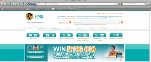 FNB banking website