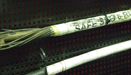 A damaged section of the Sat-3/Safe cable aboard the Chamarel