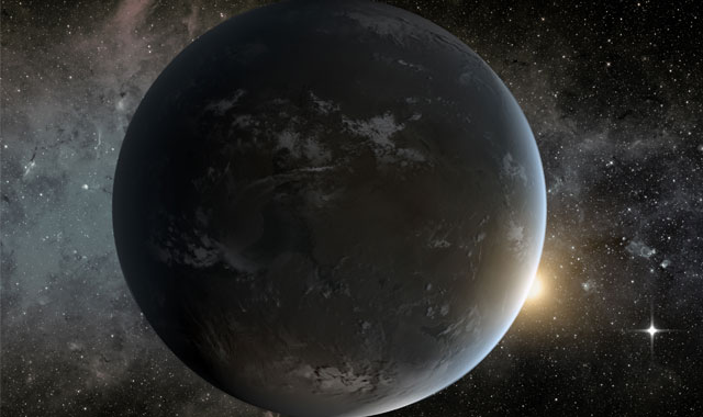 An artist imagining of Kepler-62f, a potentially habitable exoplanet discovered using data transmitted by the Kepler craft. Nasa Ames/JPL-Caltech
