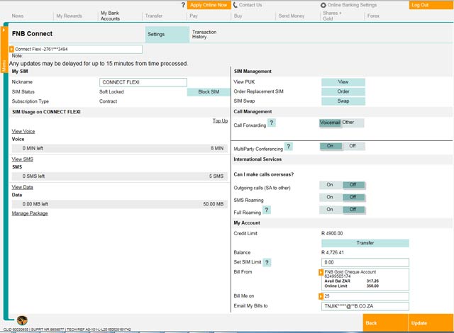 FNB Connect is tightly integrated into the bank's online banking platform