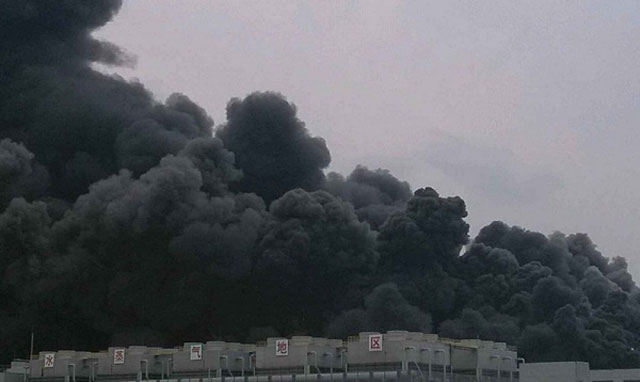 The Hynix factory fire (image courtesy of Chinese website chiphell.com)