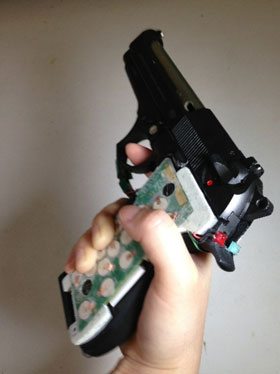 NJIT prototype with Dynamic Grip Recognition sensors embedded in the handgun grip
