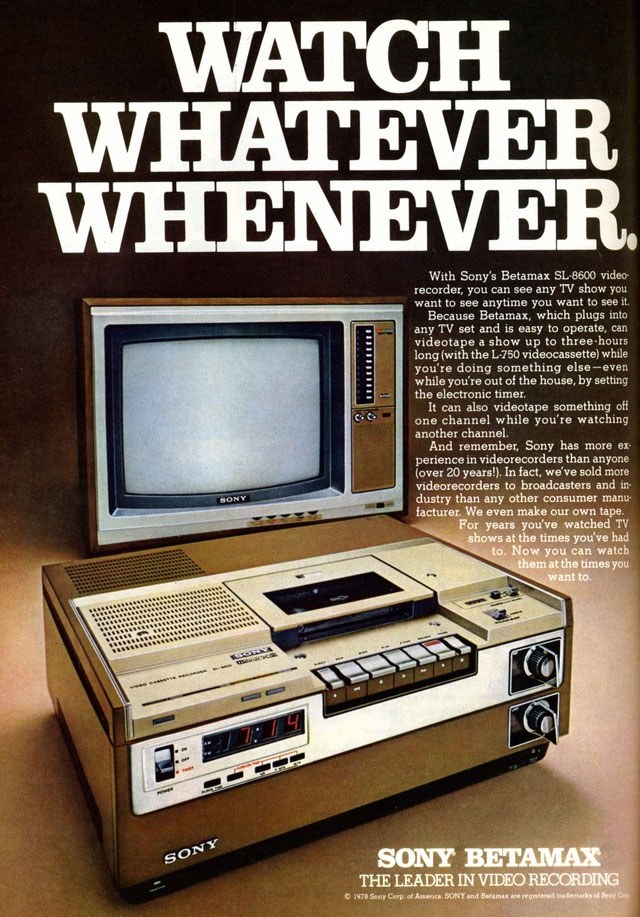 An early advertisement for Sony Betamax