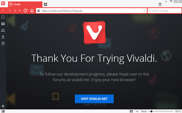 Vivaldi running on Windows 10