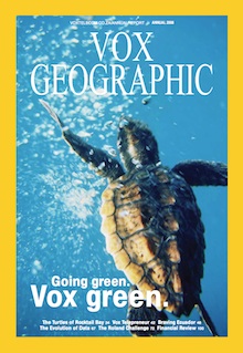 The cover of Vox Telecom's 2008 annual report, designed to look like National Geographic