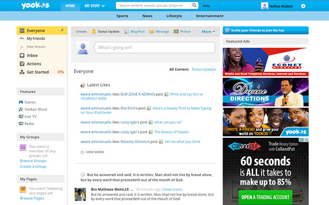 Screenshot of the desktop version of Yookos