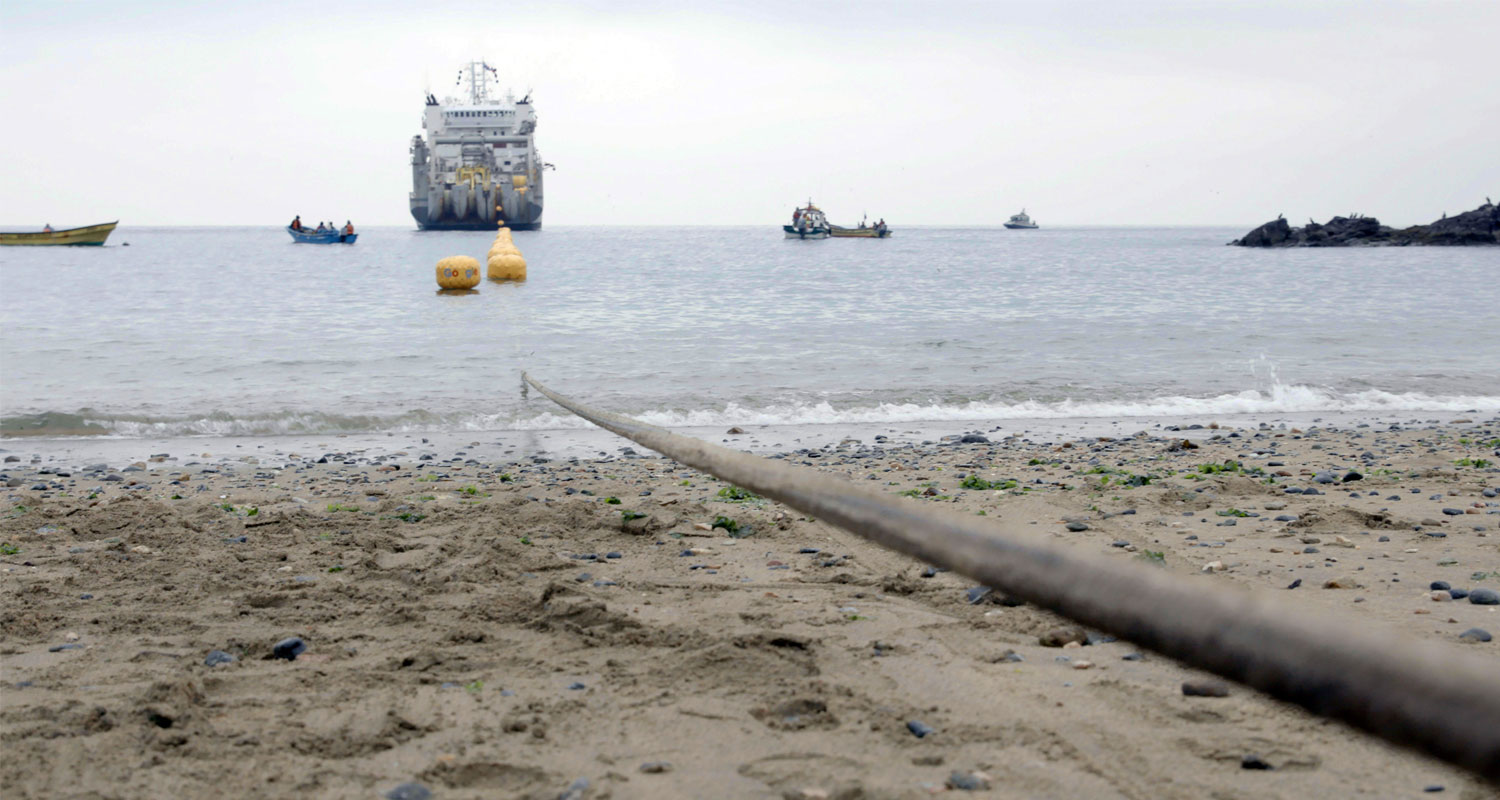 The Equiano cable coming ashore in Lagos