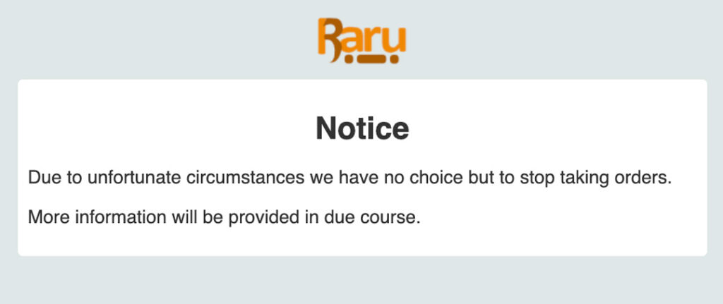 Game over for online shopping website Raru?