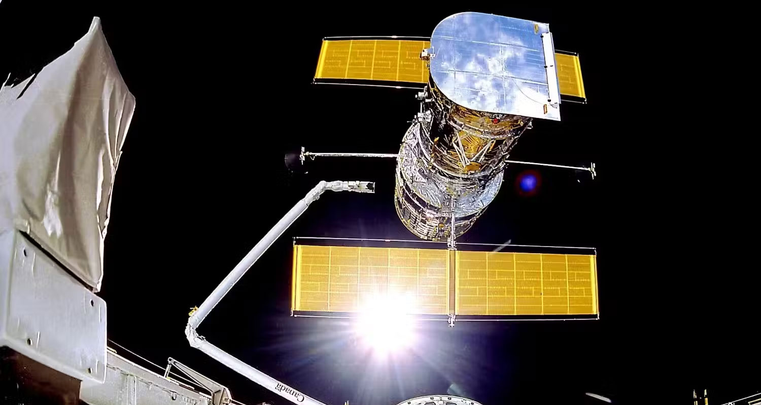 The Hubble Space Telescope being deployed from the space shuttle in April 1990. Nasa/Smithsonian Institution/Lockheed Corporation