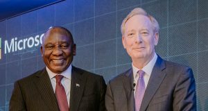 Microsoft president says milk faces more regulation than AI - President Cyril Ramaphosa with Microsoft president and vice chairman Brad Smith