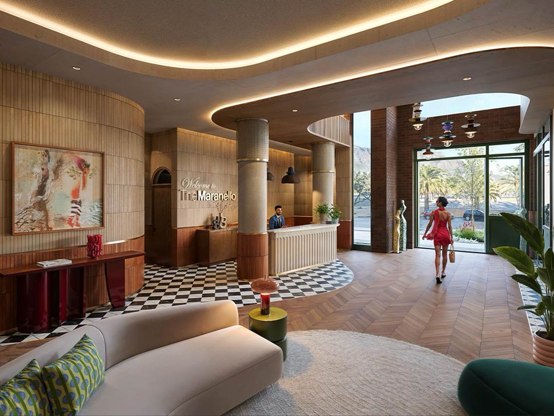 The Maranello features a 24-hour concierge and reception services, a street-level café, deli and restaurant, alongside a heated pool and fully equipped gym