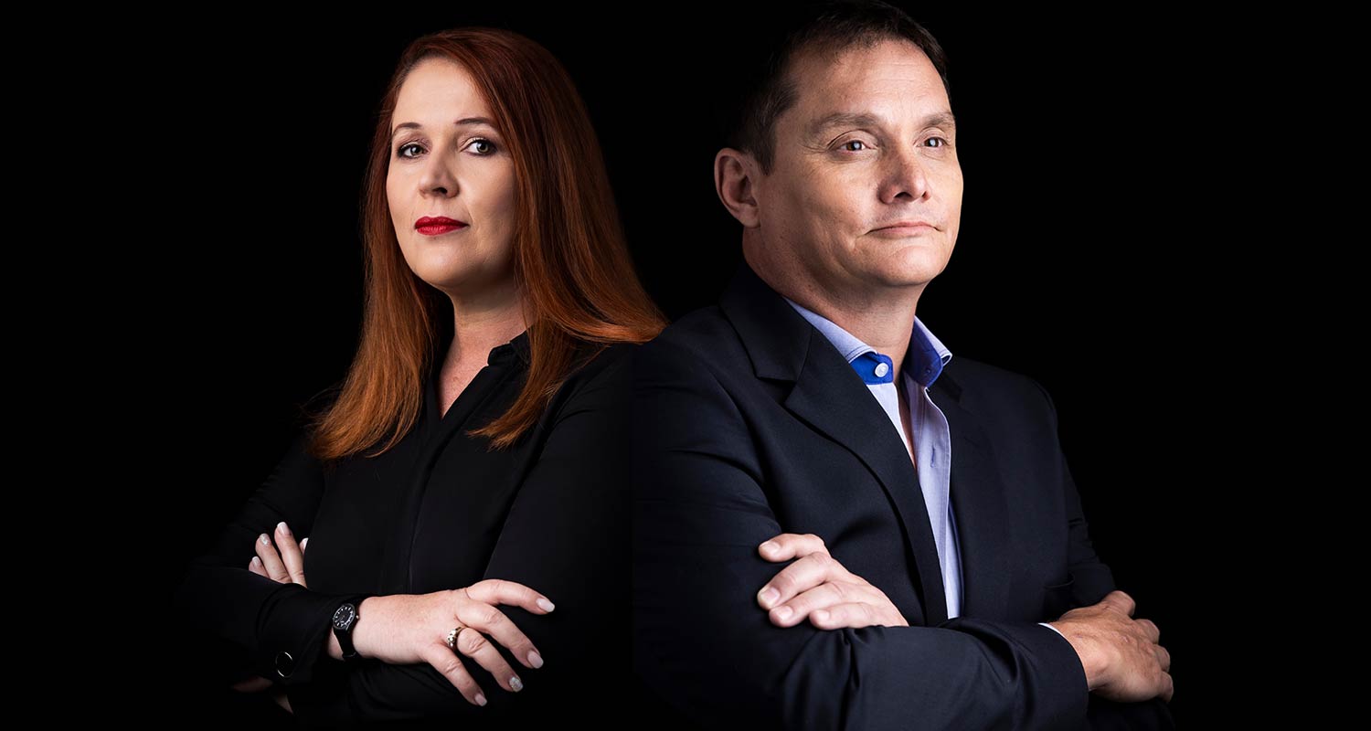 The authors, AfriGIS's Marna Roos and Charl Fouché