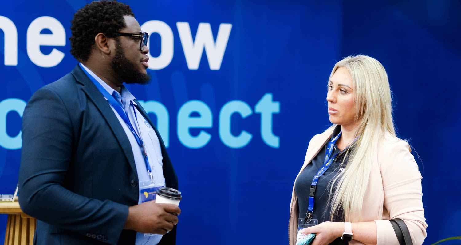 Mirian De Carvalho, sales manager for connectivity in Southern Africa at Eutelsat, with Paratus Botswana wholesale manager Hickory Khele