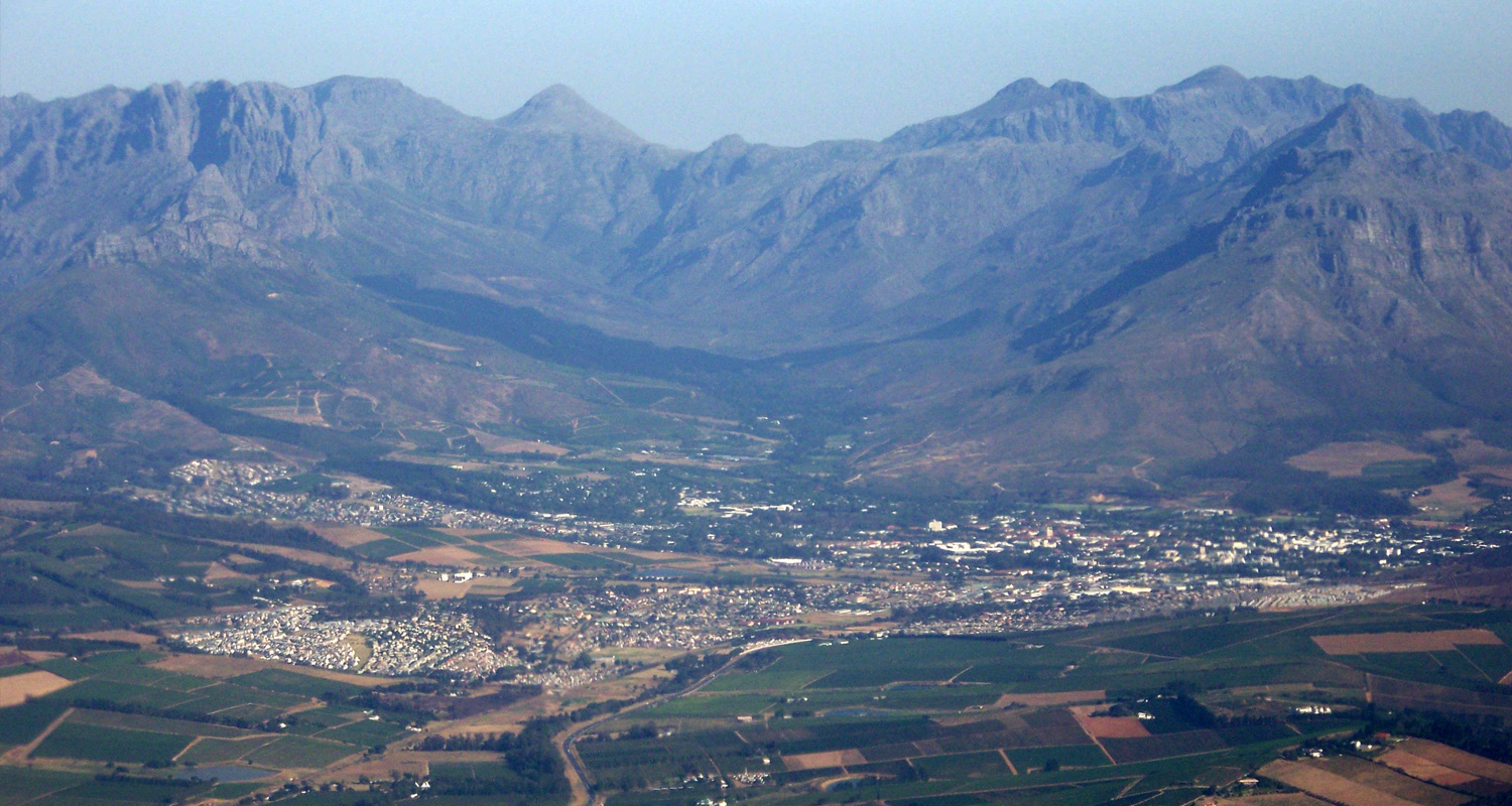 An aerial view of Stellenbosch. Image: Andres de Wet