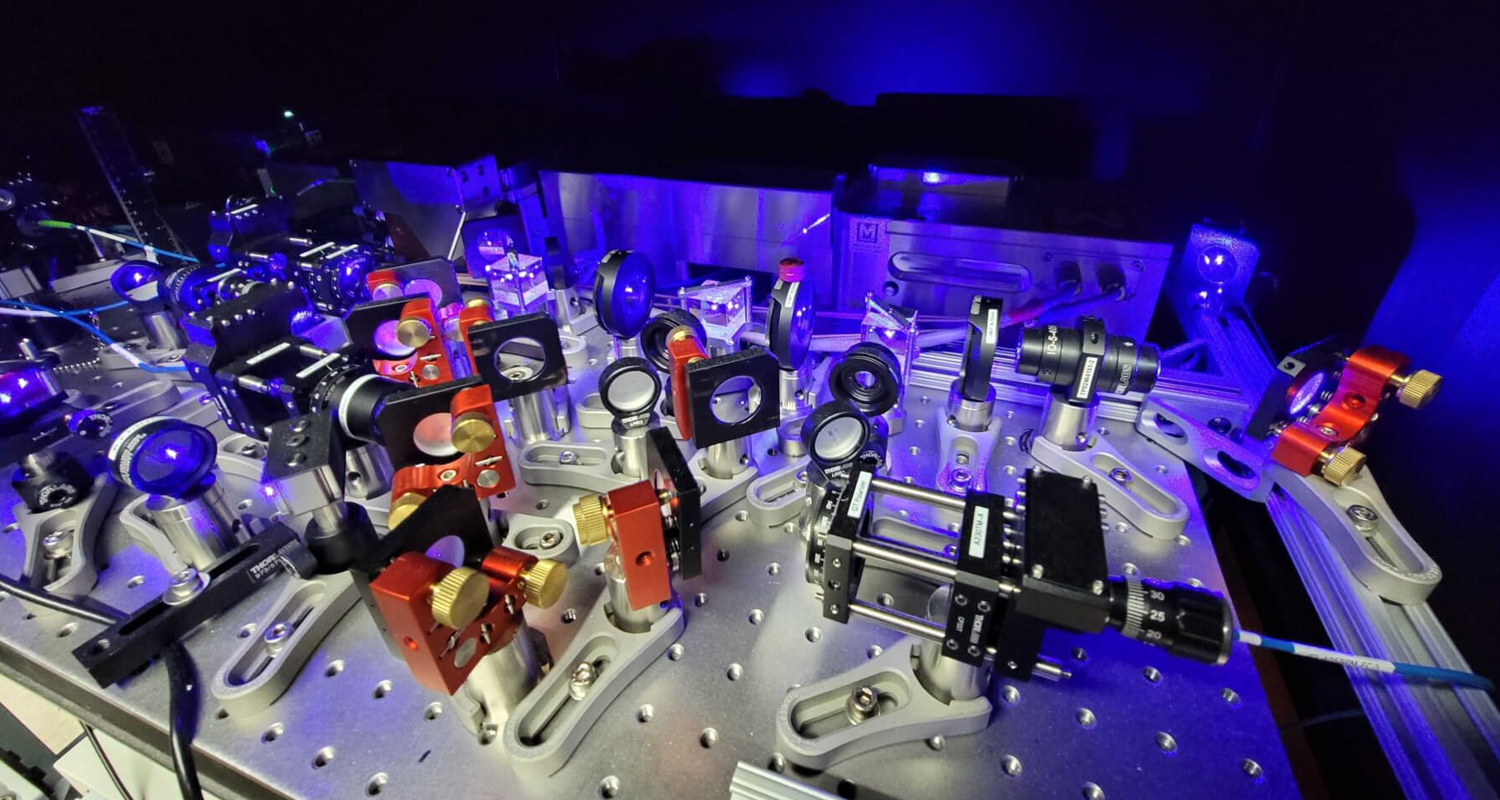 Part of the optical path that delivers laser light to the atoms in QuEra Computing's quantum machines. An AI agent working through Anthropic's Model Hardware Standard rewrote the software that keeps these lasers locked. Image: QuEra Computing