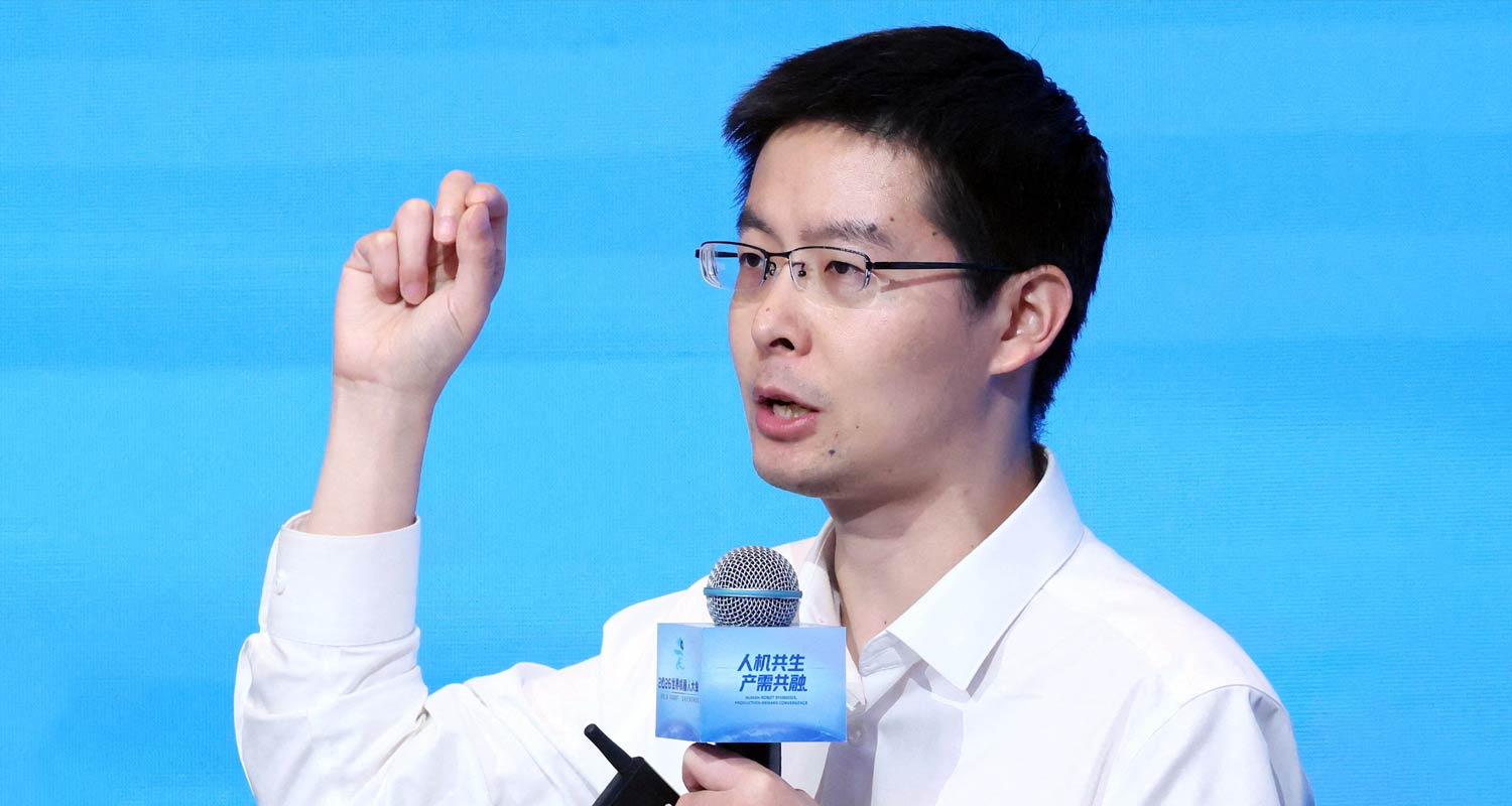 Unitree CEO Wang Xingxing speaks during the 2026 World Robot Conference in Beijing. Maxim Shemetov/Reuters