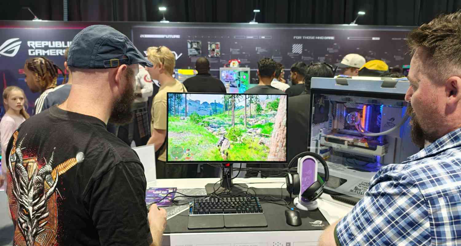 Attendees testing the latest in tech