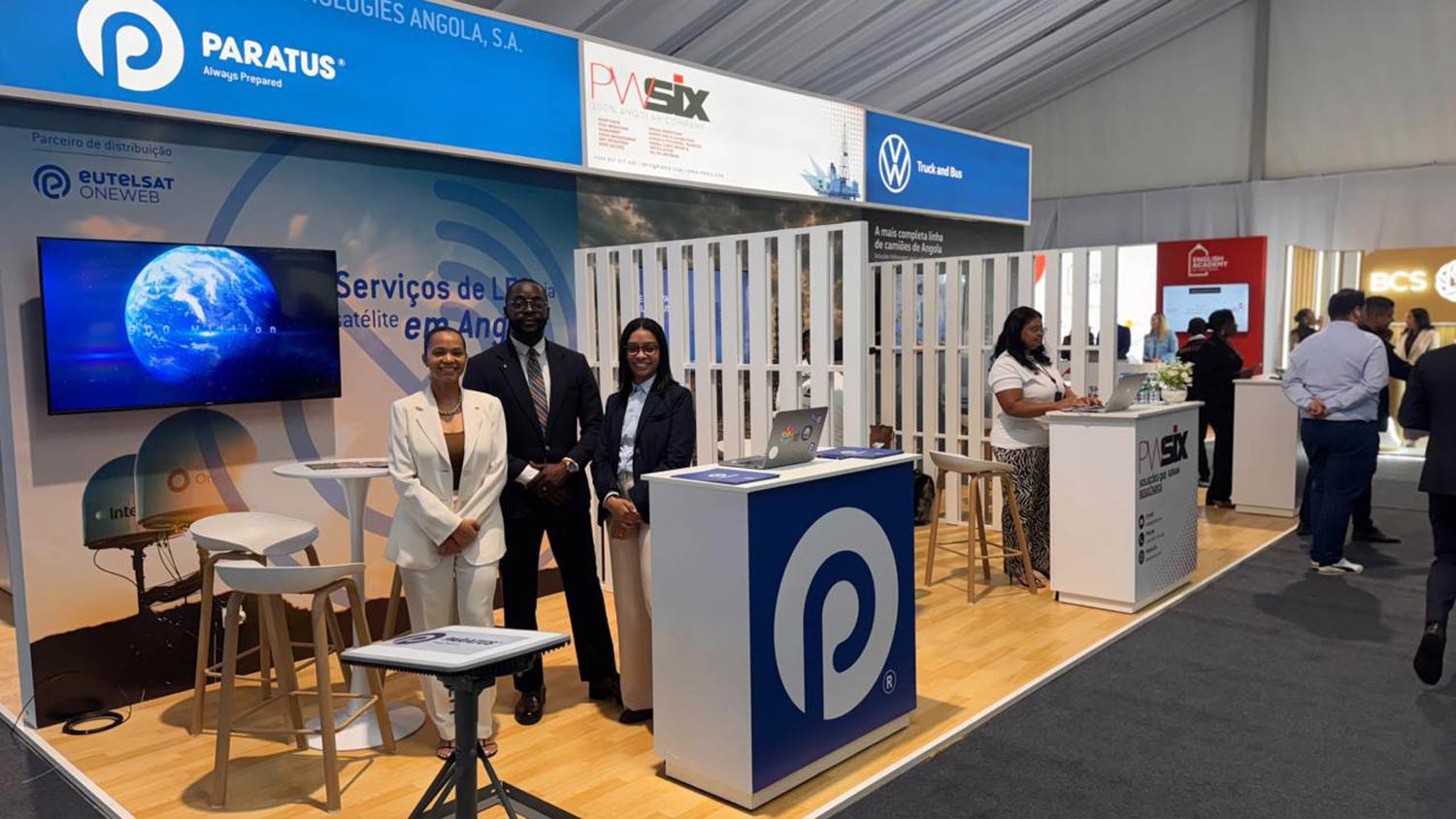 ITA presents LEO satellite solutions for the oil and gas sector - From left, Suzanette Cruz, account manager, sales B2B; Nuno de Oliveira, sales operations analyst, sales; and Andrea Aragão, marketing manager