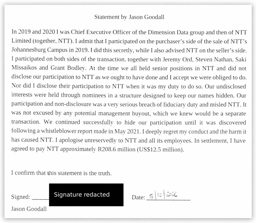 Jason Goodall's bombshell statement